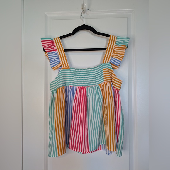 THML Women’s Multicolored Striped Babydoll Tank NWT Size Small - Picture 2 of 9